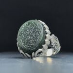 انگشتر نقره یشم سبز اصل حکاکی شده
