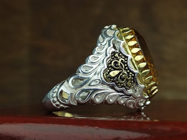 انگشتر نقره سیترین طلایی اصل
