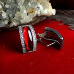 گوشواره نقره جواهری نگین قرمز