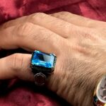 انگشتر نقره توپاز آبی سوییسی اصل