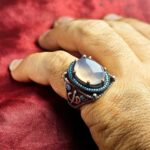 انگشتر نقره عقیق یمنی یاسی الماس تراش