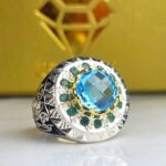 انگشتر نقره توپاز آبی اصل