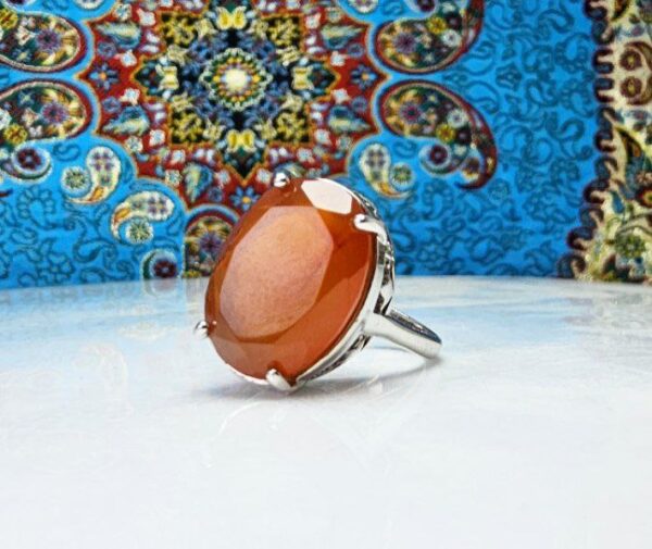 انگشتر نقره زنانه عقیق یمنی الماس تراش اصل