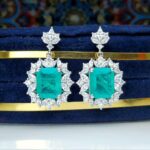 گوشواره جواهری جیپسون سبز چهارگوش