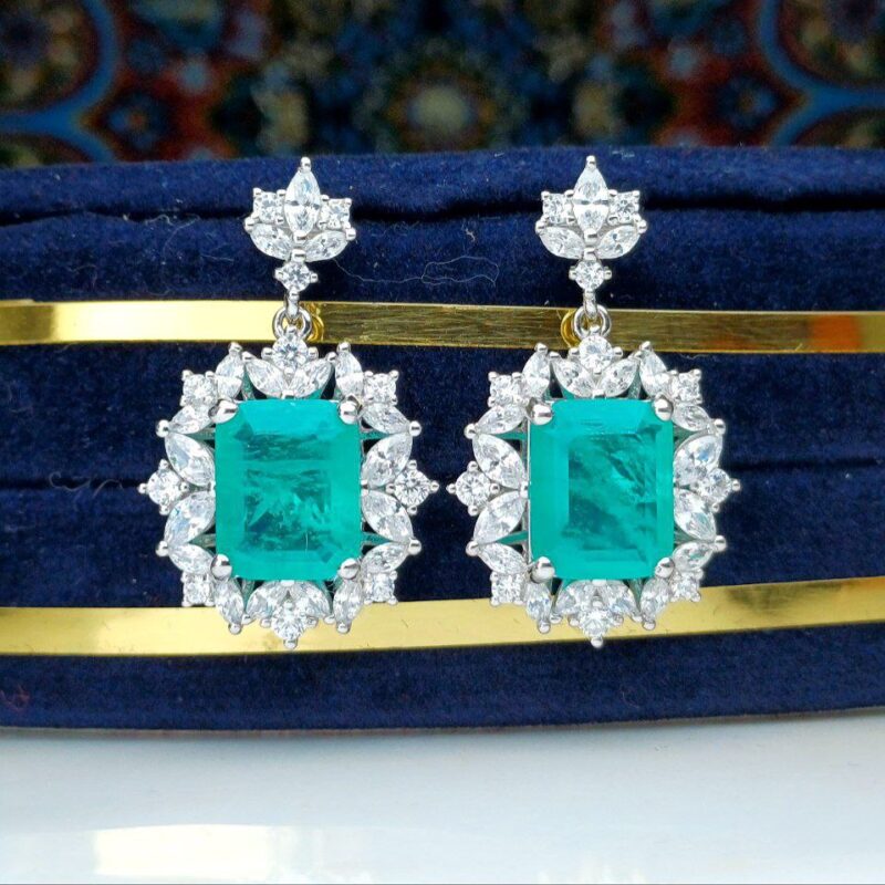 گوشواره جواهری جیپسون سبز چهارگوش
