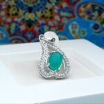 مدال توگردنی جواهری عقیق سبز حکاکی و من یتق الله