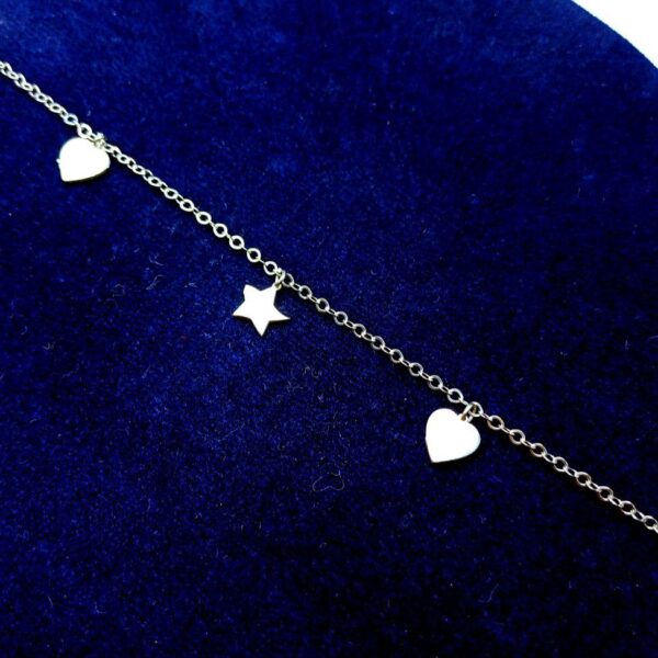 پابند جواهری نقره طرح ماه و ستاره
