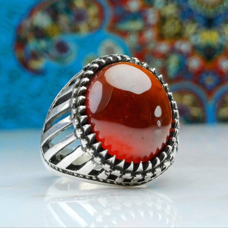 انگشتر نقره گارنت اصلی دامله تراش