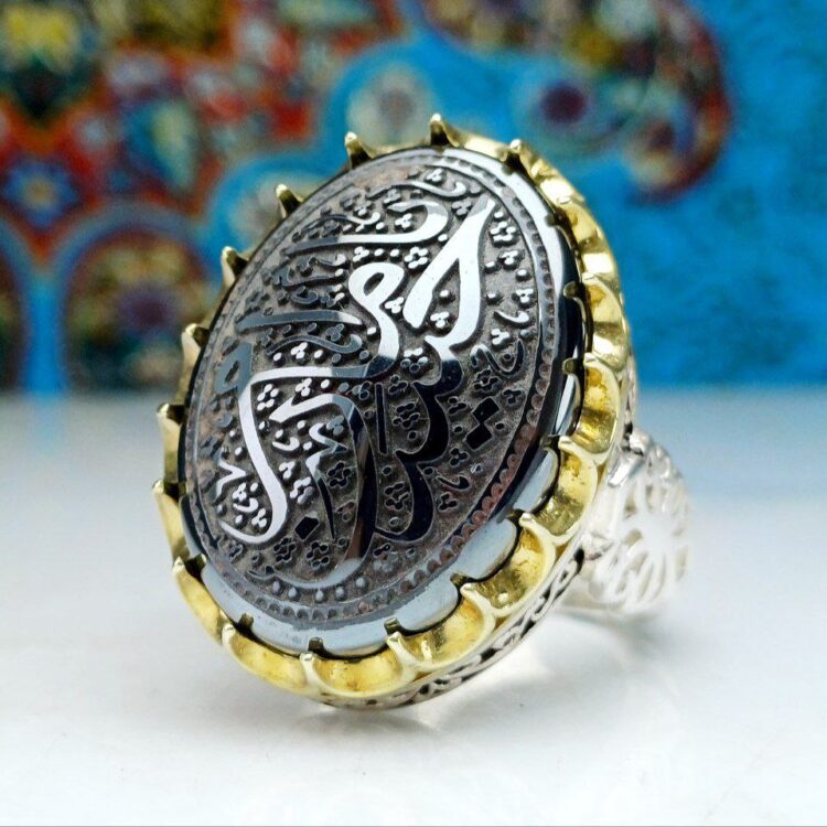 انگشتر نقره حدید اصلی حکاکی یا امام حسین