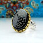 انگشتر نقره عقیق مشکی حکاکی یا علی (ع)