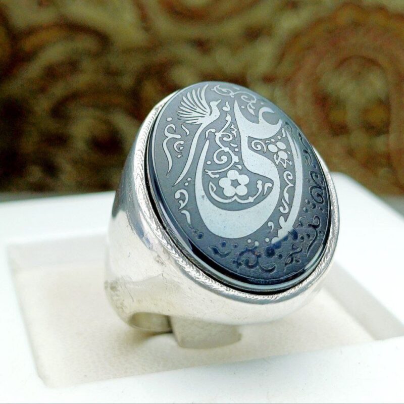 انگشتر نقره حدید اصلی حکاکی علی (ع)