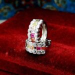گوشواره جواهری نگین های رنگی حلقه ای