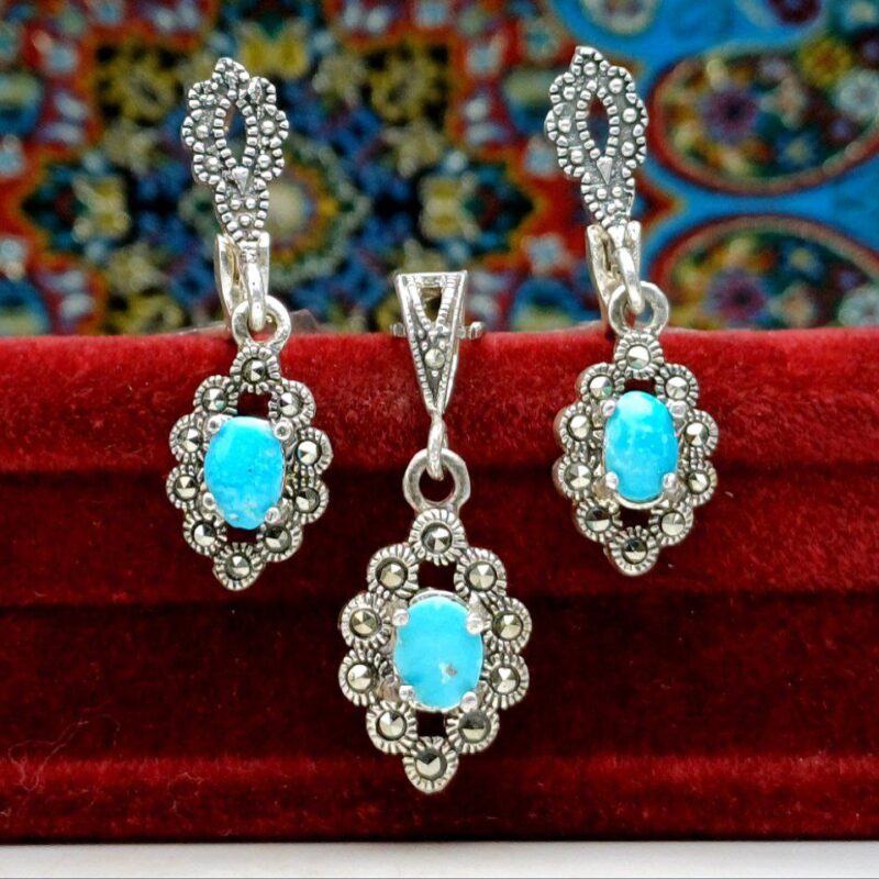 نیم ست مارکازیت فیروزه نیشابور اصلی
