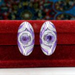 گوشواره جواهری آماتیس اصلی مینا کاری شده