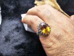 انگشتر نقره سیترین طلایی اصلی