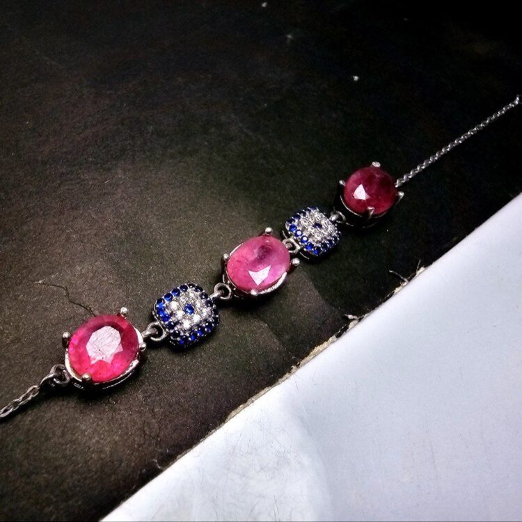 دستبند نقره نگین یاقوت قرمز اصلی