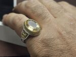 انگشتر نقره سیترین طلایی اصلی