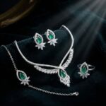 ست نقره جواهری زمرد زامبیا اصلی