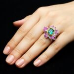 انگشتر نقره زنانه توپاز سبز اصلی