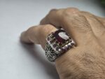 انگشتر نقره یاقوت قرمز چهارگوش اصلی