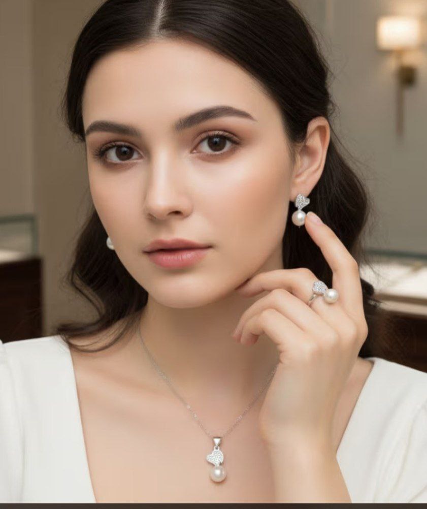 نیم ست نقره مروارید پرورشی اصلی نیم ست نقره مروارید پرورشی اصلی