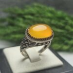 انگشتر نقره عقیق زرد شرف شمس