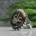 انگشتر نقره عقیق مشکی حکاکی عین علی