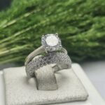 انگشتر نقره زنانه تک تخمه پشت حلقه ای