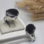 حلقه ست نقره عقیق مشکی اصل