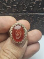 انگشتر نقره عقیق قرمز حکاکی علی