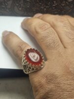 انگشتر نقره عقیق قرمز حکاکی علی