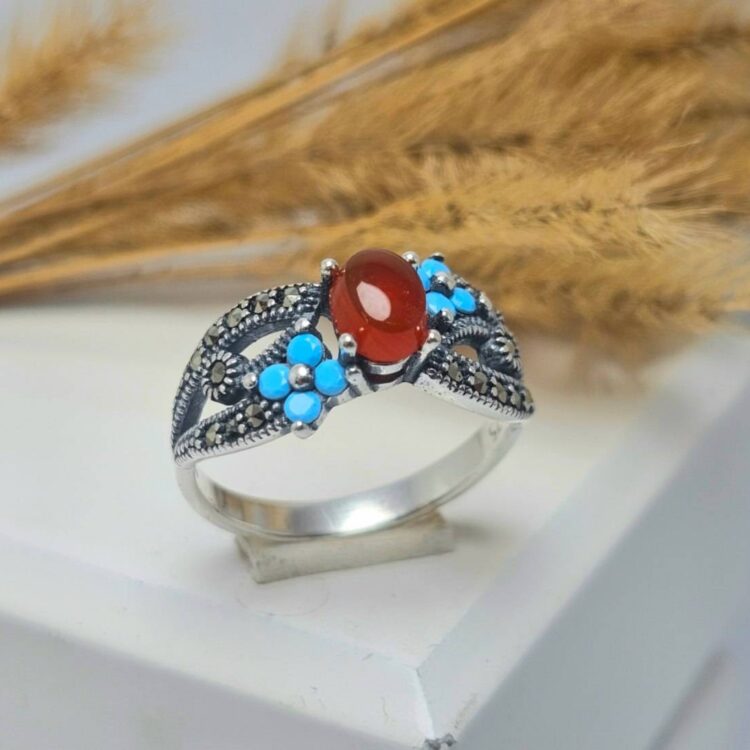 انگشتر نقره زنانه عقیق یمنی اصلی
