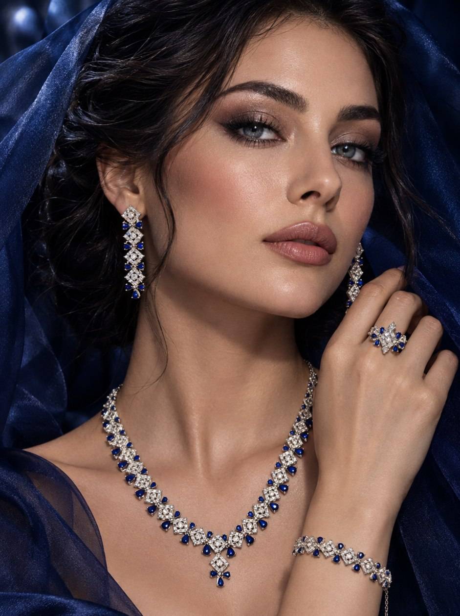 سرویس نقره زنانه جواهری سنتاتیک آبی سرویس نقره زنانه جواهری سنتاتیک آبی