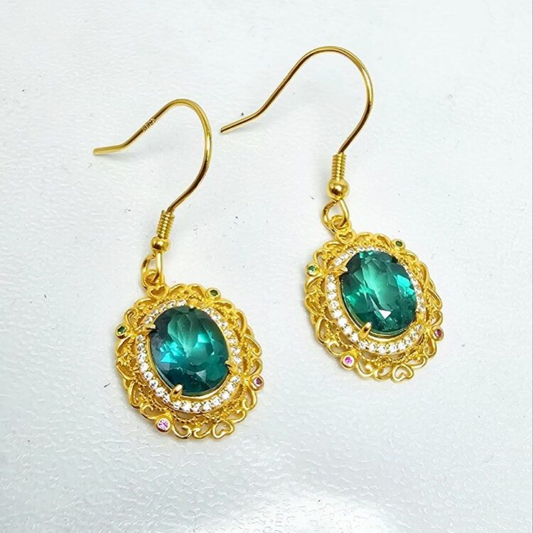 گوشواره نقره توپاز سبز اصلی