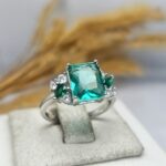 انگشتر نقره زنانه سنتاتیک سبز