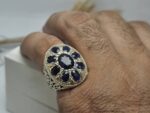 انگشتر نقره ۹ نگین یاقوت کبود اصلی