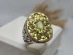 انگشتر نقره ۹ نگین زبرجد اصلی