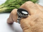 انگشتر نقره عقیق یمنی مشکی اصلی