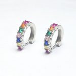 گوشواره نقره حلقه نگین رنگی